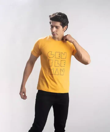 Cannabie Hemp T-Shirt Gentlemen Printed – Yellow