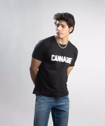 Cannabie Hemp T-Shirt Glitch Printed – Black