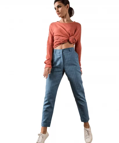 Foxxy Double Pocket Navy Blue Hemp Trouser