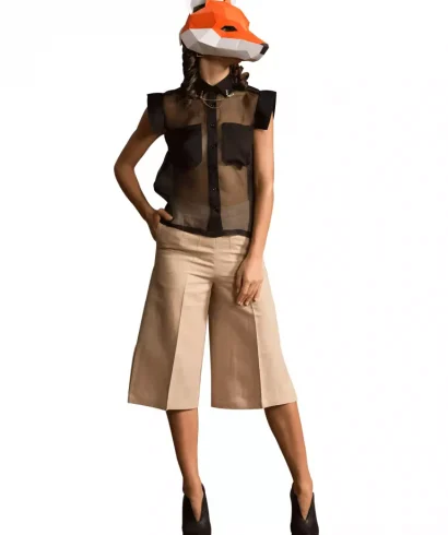 Foxxy Hemp Culottes Khaki Sid-Slit