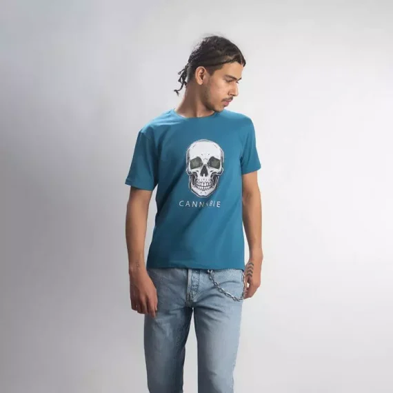 Cannabie Hemp T-Shirt Skull Printed – Blue