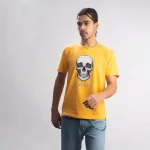Cannabie Hemp T-Shirt Skull Printed – Yellow