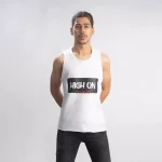 Cannabie Men’s Hemp Vest High On Style Printed – White