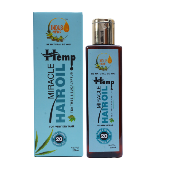 indus hemp miracle hair oil with tree tea & eucalyptus oil