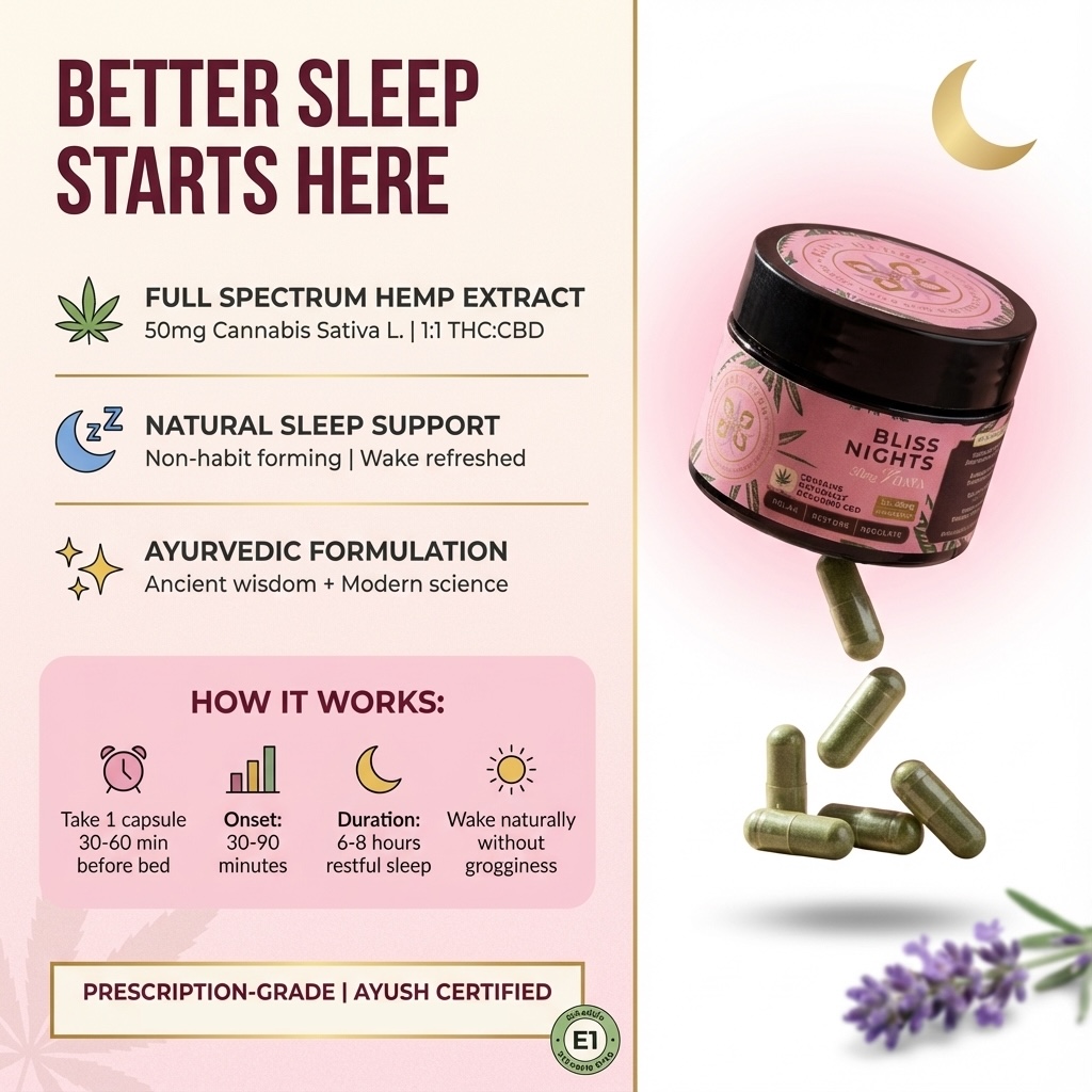 Holi Herb Bliss Nights Capsules | 1:1 CBD:THC |15 Capsules - Image 4