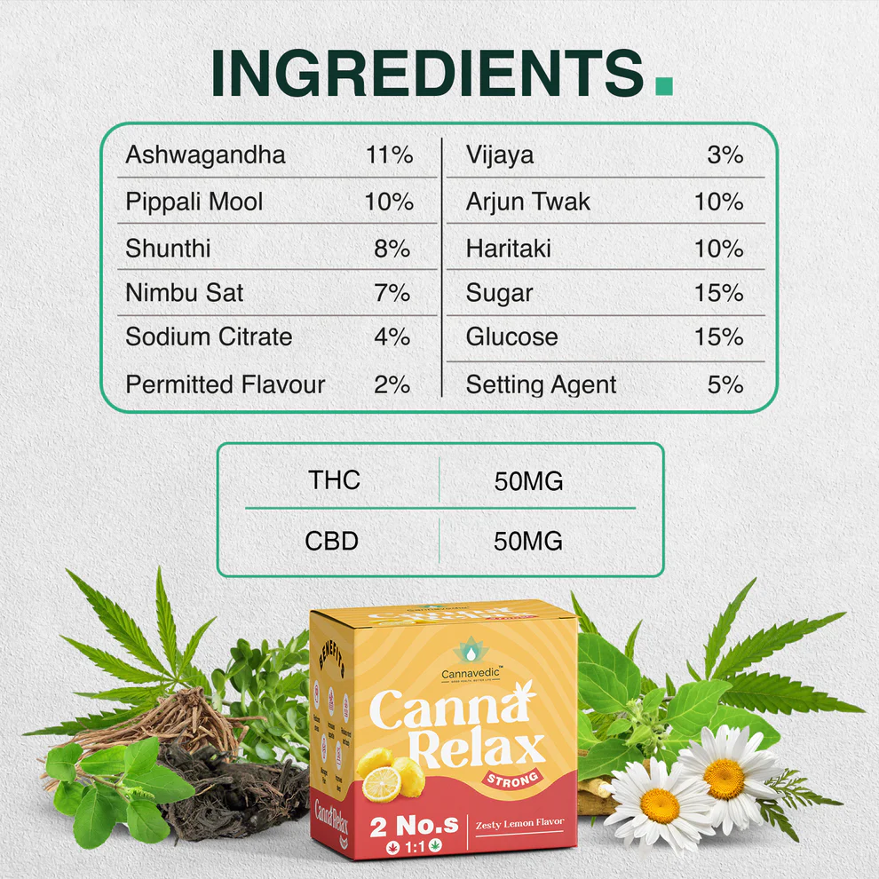 Canna Relax Strong - Ayurvedic Vijaya Candy | (1:1 |THC:CBD) -100mg/Candy - Image 3